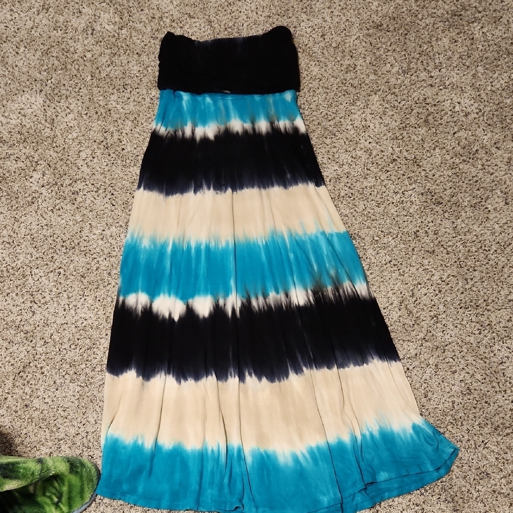 INC International Concepts Blue and Black Tie-Dye Skirt - Picture 3 of 3